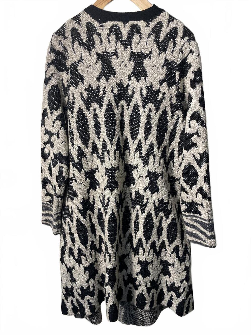 Lucky Brand Long Cardigan Womens Sweater Size 1X Boho Black Gray Western Boho - Picture 3 of 6